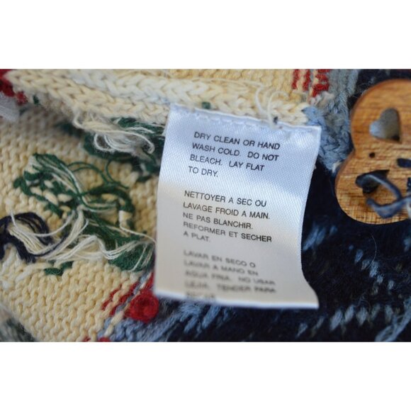 Vintage 90s Eagle's Eye Knit Sweater Vest Teacher Core Blue Red Hearts Size M - Picture 7 of 11